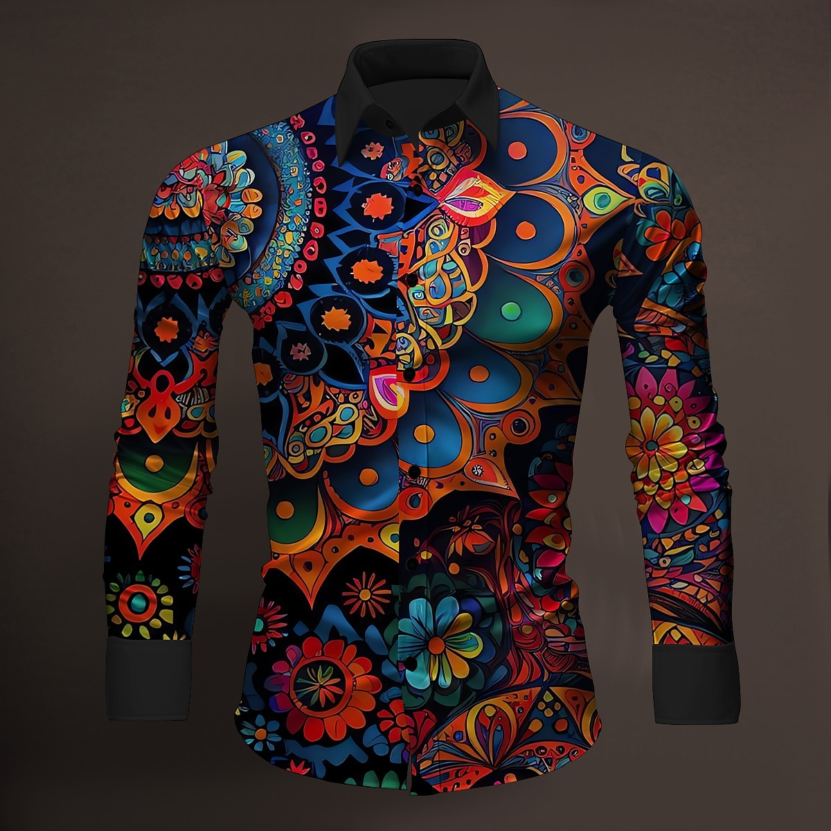 Herr Blommig 3D Print Skjorta Knapp upp skjorta Långärmad Artistisk Dagliga kläder Utekväll Höst vinter Nedvikt Mönster Button-Down Gul Kungsblå Blå Purpur Orange 2025 - $26.99 –P12
