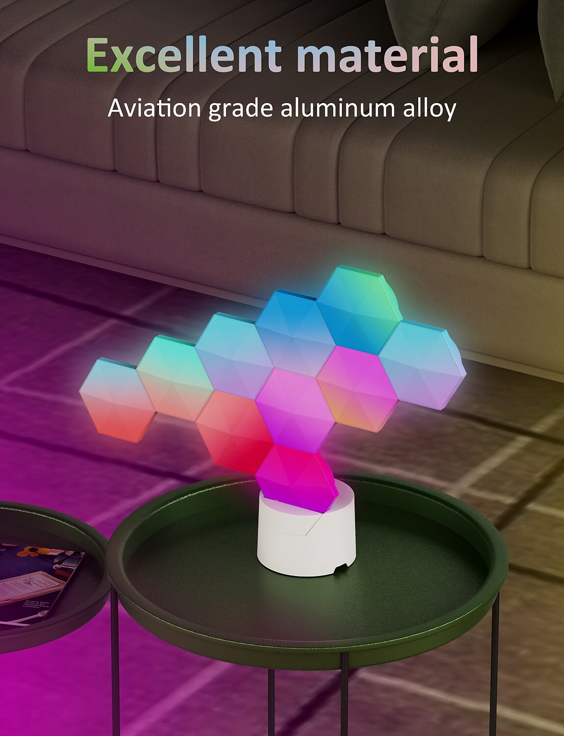Смарт-LED светильник Tuya/Bluetooth RGB Квантовые соты настенные светильники 6/10 пакетов гексагональных светодиодов USB-зарядка атмосфера для киберспорта с управлением через приложение и звуком для 2025 - $97.99 –P4