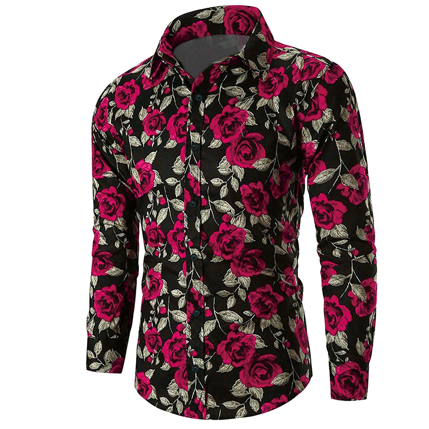 Valentinstag Herren Rose Blumenmuster Hemd Knopfhemd Langarm Brautkleider schlicht Urlaub Casual Wochenende Frühling Sommer Herbst Winter Umlegekragen Bedruckt Button-Down Violett Gelb Rote Blau 2025 - $26.99 –P8
