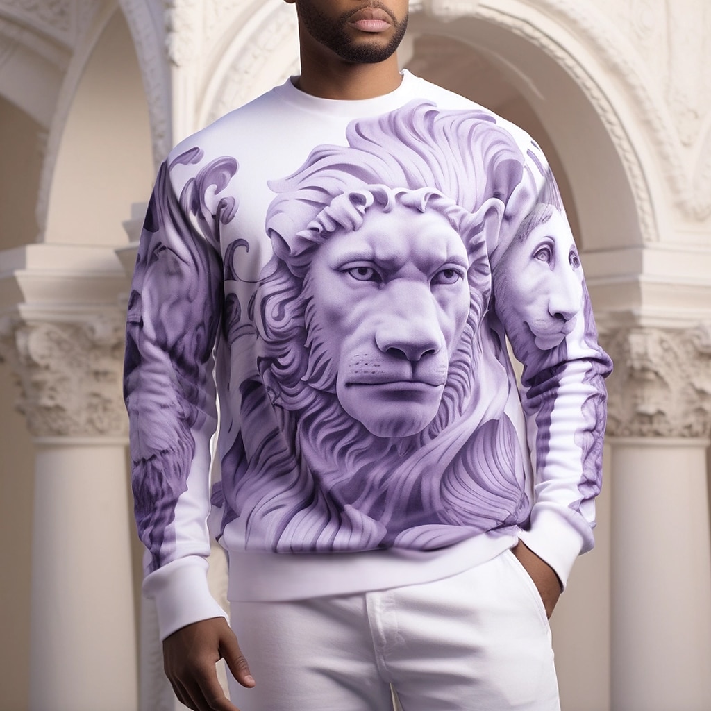 Hombre Graphic Animal León Sudaderas Sudadera con capucha Manga Larga Camisa de entrenamiento Cuello Barco Moda Diario Casual Impresión 3D Vacaciones Festivos Noche Estampado Primavera & Otoño 2025 - $31.99 –P5