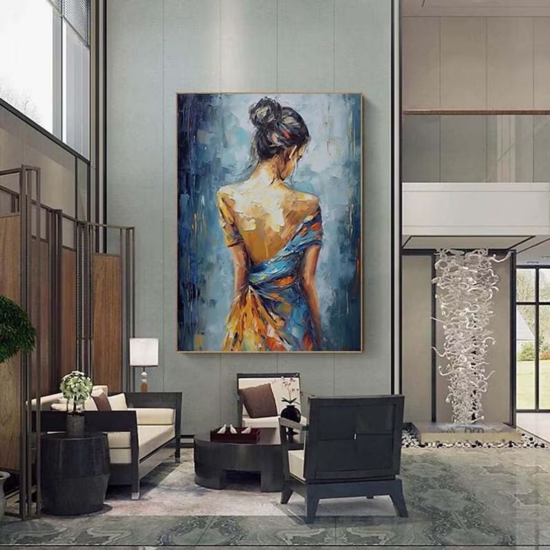 Handgefertigtes Ölgemälde auf Leinwand, Wandkunst, Dekoration, modernes abstraktes Figurenporträt, Mädchenrücken, für Heimdekoration, gerolltes, rahmenloses, ungedehntes Gemälde 2025 - $116.99 –P6