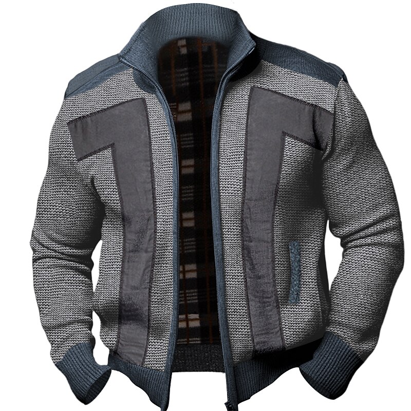 Homens Sueter Cardigan Suéter com zíper Cardigã Chunky Estriado Tricotar Cropped Bolsos laterais Bloco de cor Colarinho Chinês Aquecimento Contemporâneo Moderno Casual Roupa Diária Roupa Outono de 2026 por $30.99 –P7