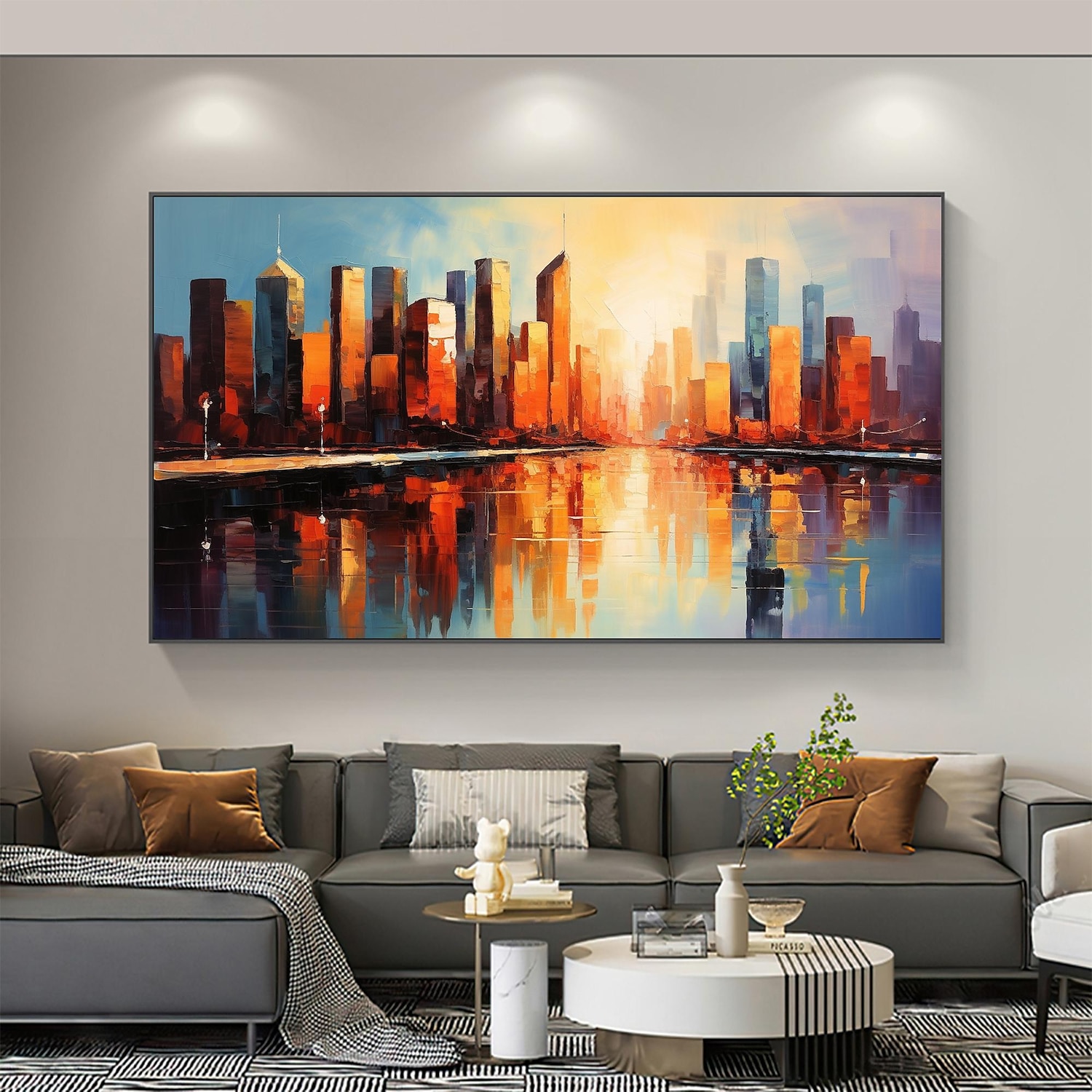Handmade Original City Landscape Oil Painting On Canvas Wall Art Decor Coastal Building Painting for Home Decor With Stretched Frame/Without Inner Frame Painting 2025 - $147.99 –P10