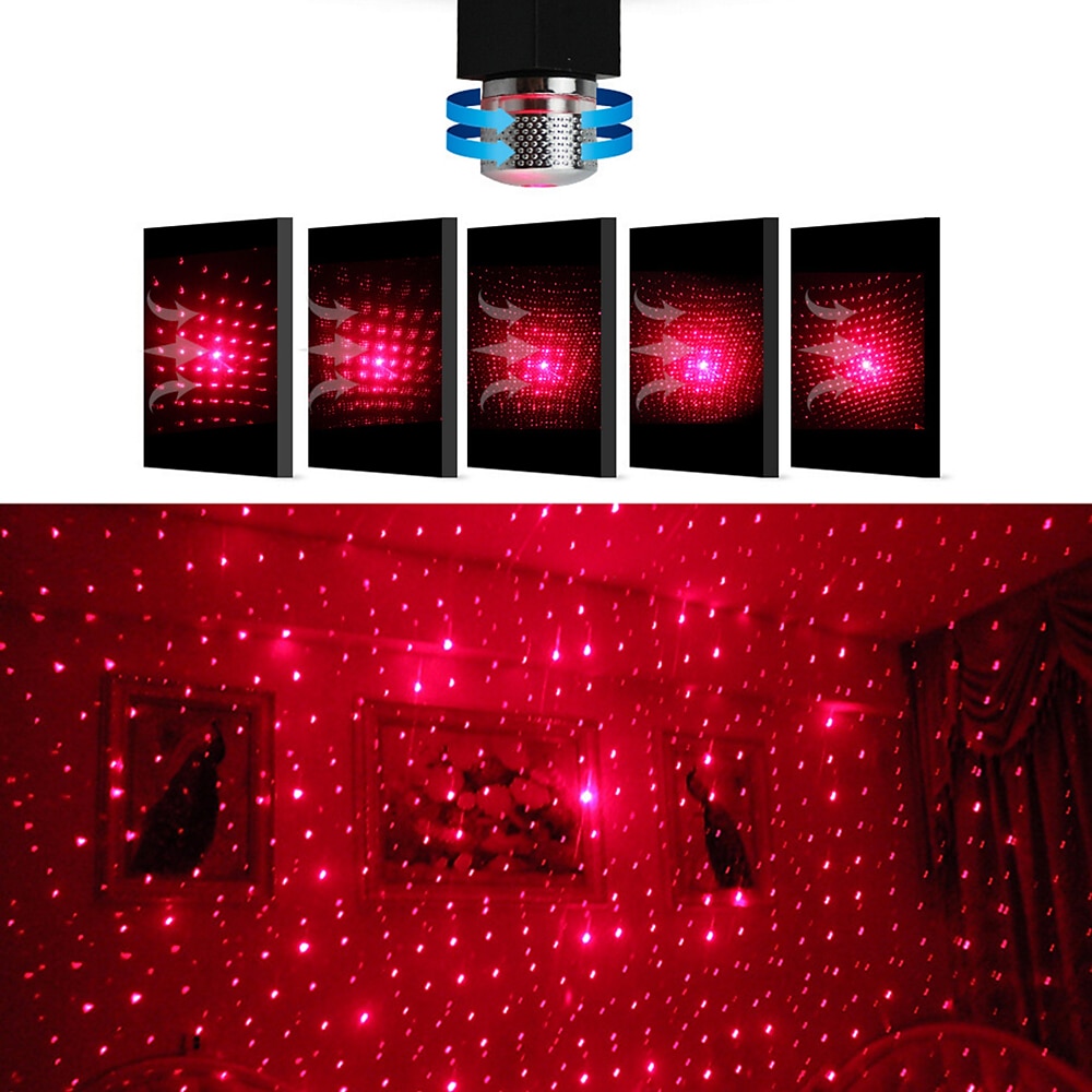 Car Roof Star Night Light Portable Adjustable USB Flexible Interior LED Show Romantic Atmosphere Star Night Projector for CarsBedroomsPartiesetc (Red/Purple) 2025 - $8.49 –P4