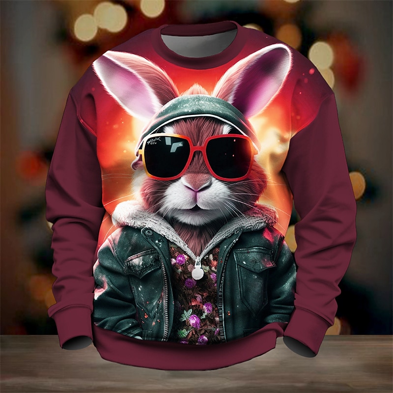 Pánské Grafika Komiks Králíček Mikiny Svetrová mikina Dlouhý rukáv Mikina Tričkový Módní Denní Na běžné nošení 3D tisk Dovolená Jdeme ven Streetwear Tisk Jaro & podzim 2025 - $29.99 –P2