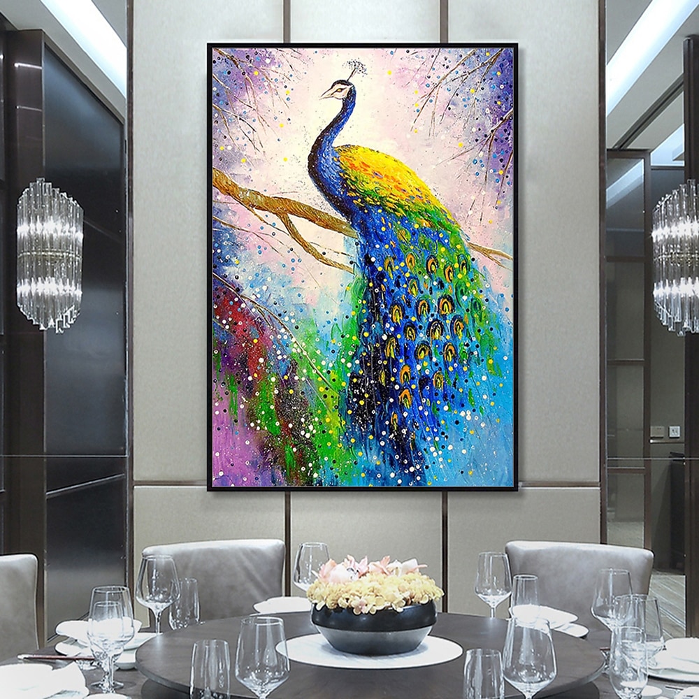 Mintura handgefertigte abstrakte Tier-Pfau-Ölgemälde auf Leinwand, Wandkunst, Dekoration, modernes Bild für Heimdekoration, gerolltes, rahmenloses, ungedehntes Gemälde 2025 - $116.99 –P2