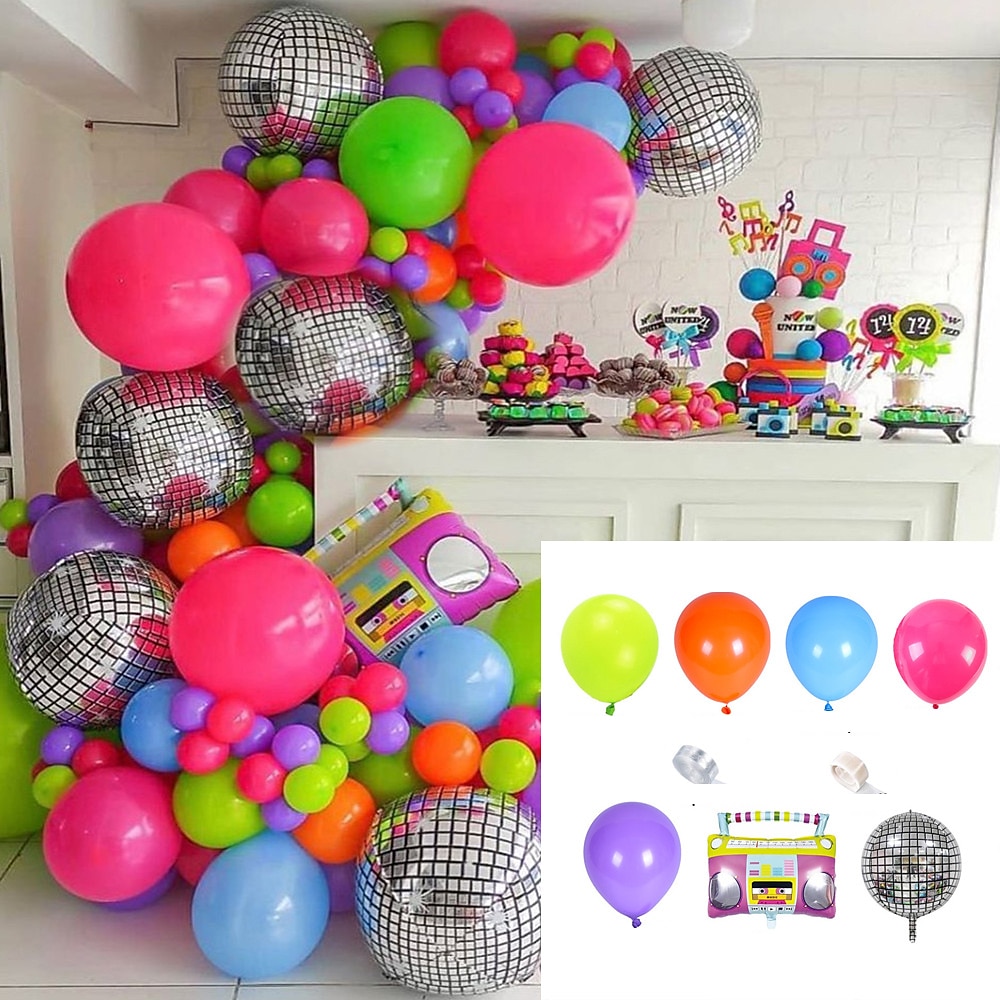 Jaren '80 en '90 themaballonkettingset boogdisco 4D radioballon retro feestdecoratie 2025 - $29.99 –P5