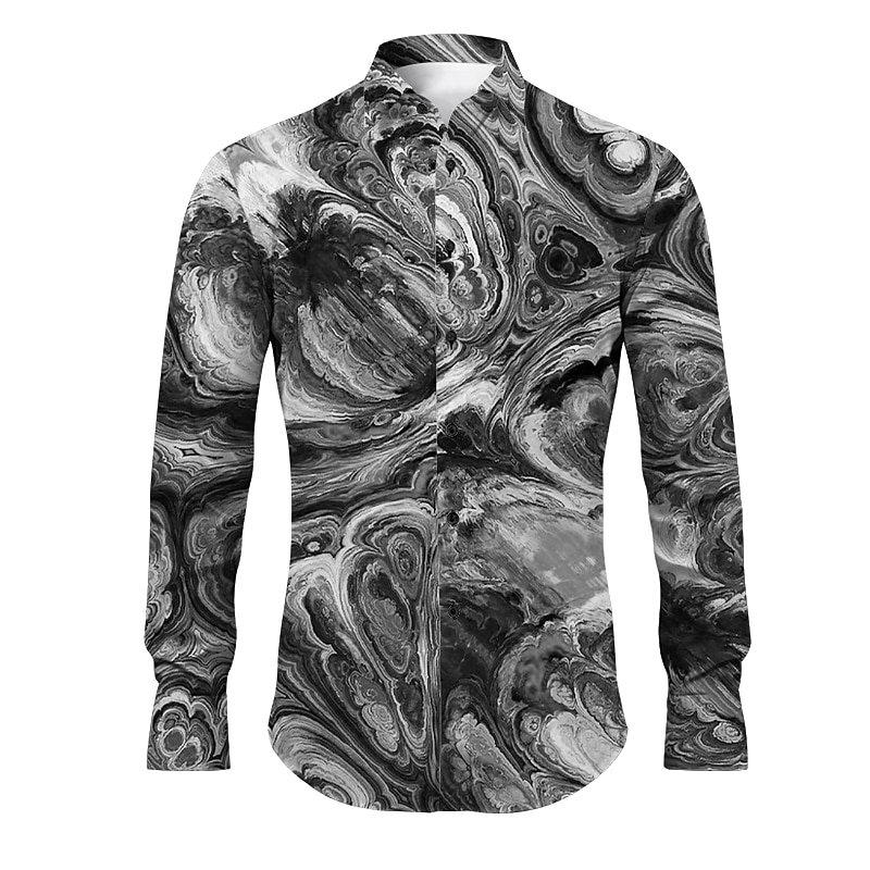 Miesten 3D Print Geometrinen printti Paita Button Up paita Pitkähihainen Abstrakti Arki-asut Bile Kevät kesä Sänkyjen avaus Painettu Painike alas Keltainen Rubiini Sininen Apila Harmaa 2025 - $26.99 –P5