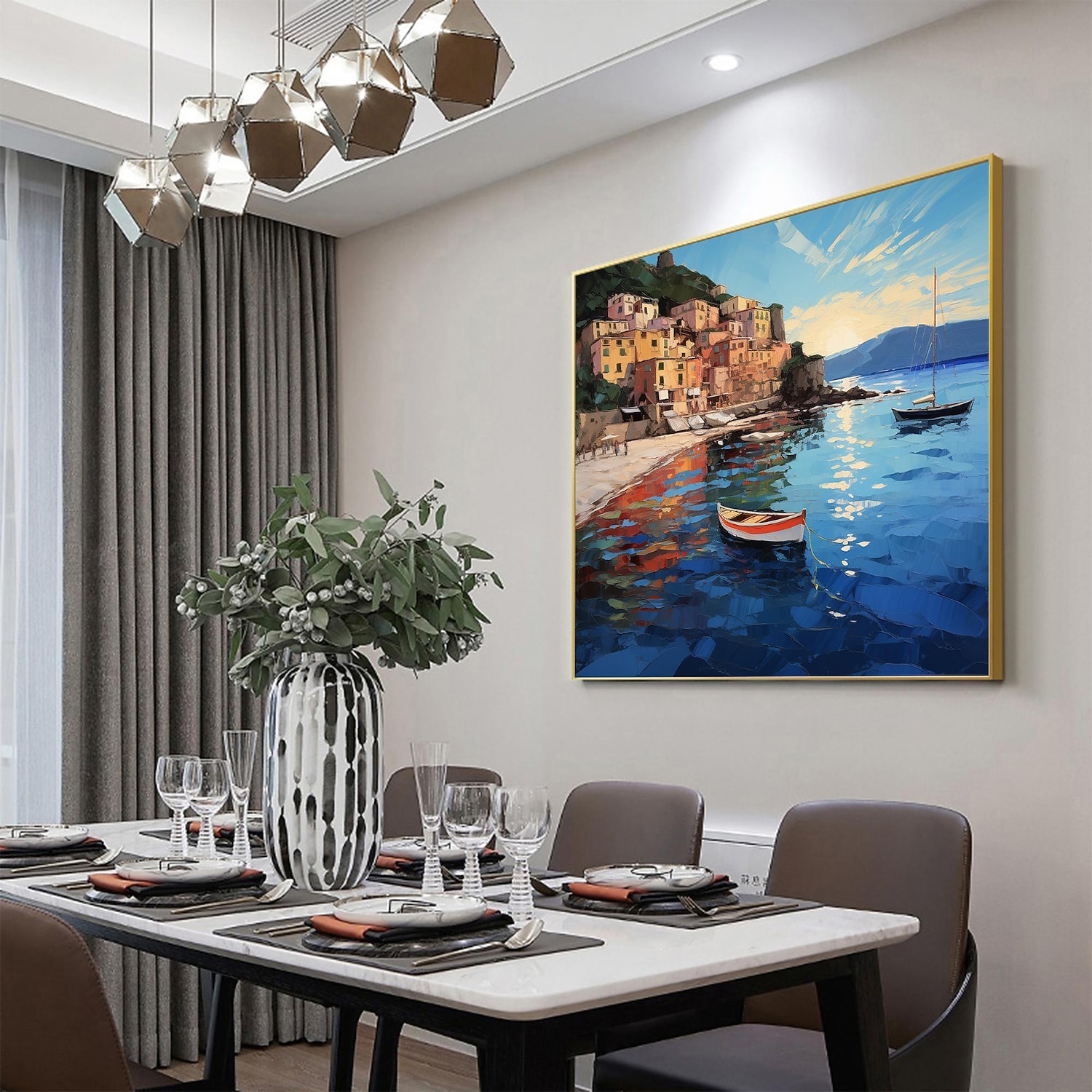Handmade Oil Painting Canvas Wall Art Decor Original sailboat art Home Decor With Stretched FrameWithout Inner Frame Painting 2025 - $147.99 –P2