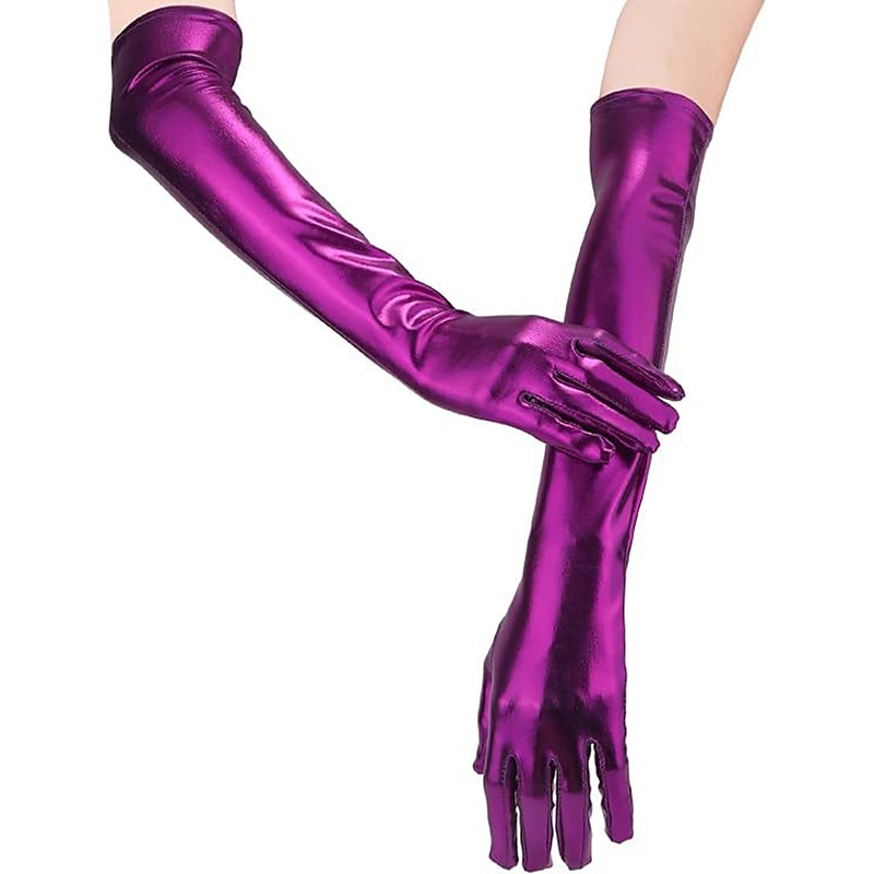 Gants en cuir verni sexy cosplay gants serrés et allongés avec revêtement en cuir brillant gants de performance de danse en tube d'acier ds de 2025 ? $20.99 –P9