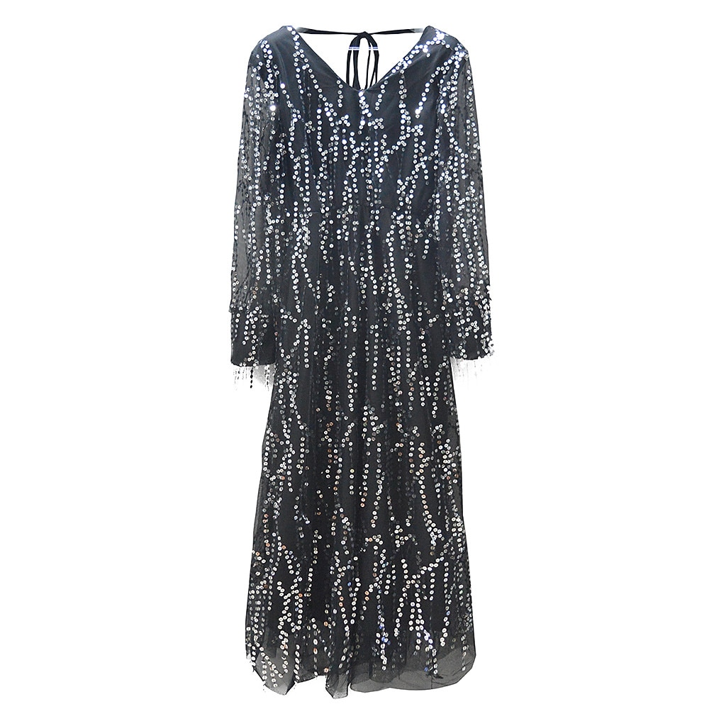 Retro Vintage Roaring 20s 1920s Flapper Dress Dress Wedding Guest Sequins Embroidered Solid Color V Neck Women's New Year Event / Party Prom Wedding Reception Adults' Dress Homecoming Dresses 2025 - $41.99 –P11