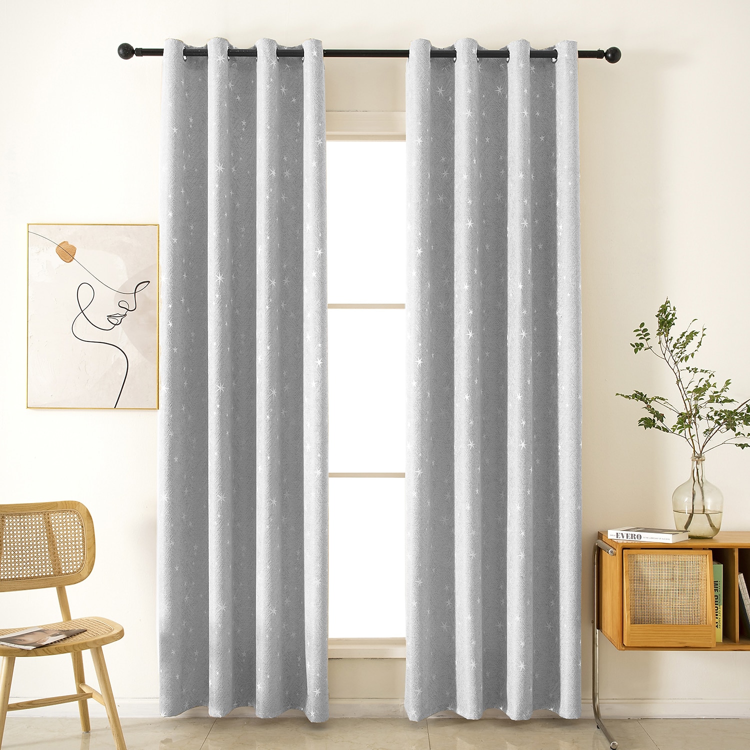 tende oscuranti per la camera da letto dei bambini tende a stella scintillanti color argento con isolamento termico per ragazzi e ragazze con occhiello antico trattamento finestra superiore tende a 1 del 2025 a $21.99 –P15