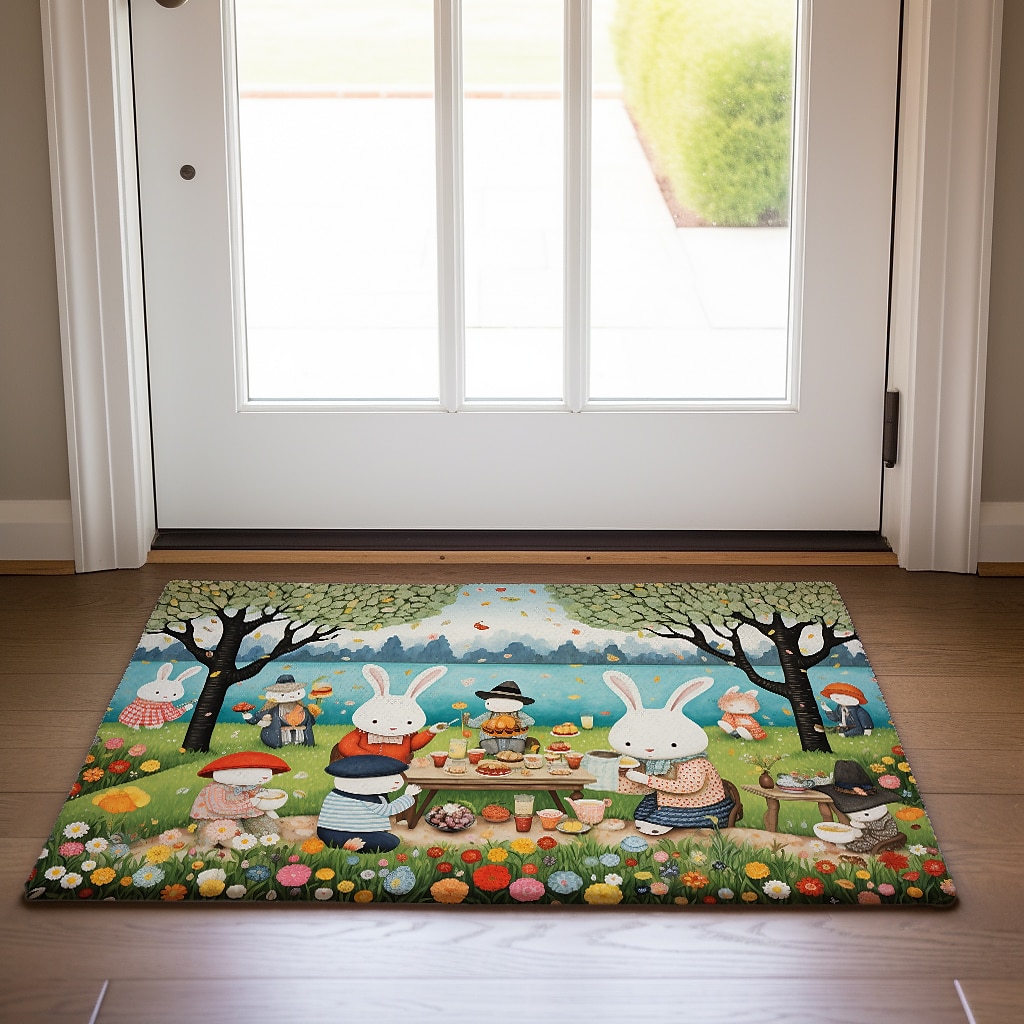 Painting Rabbits Doormat Floor Mats Washable Rugs Kitchen Mat Non-Slip Oil Proof Rug Indoor Outdoor Mat Bedroom Decor Bathroom Mat Entrance Rug 2025 - $16.99 –P1