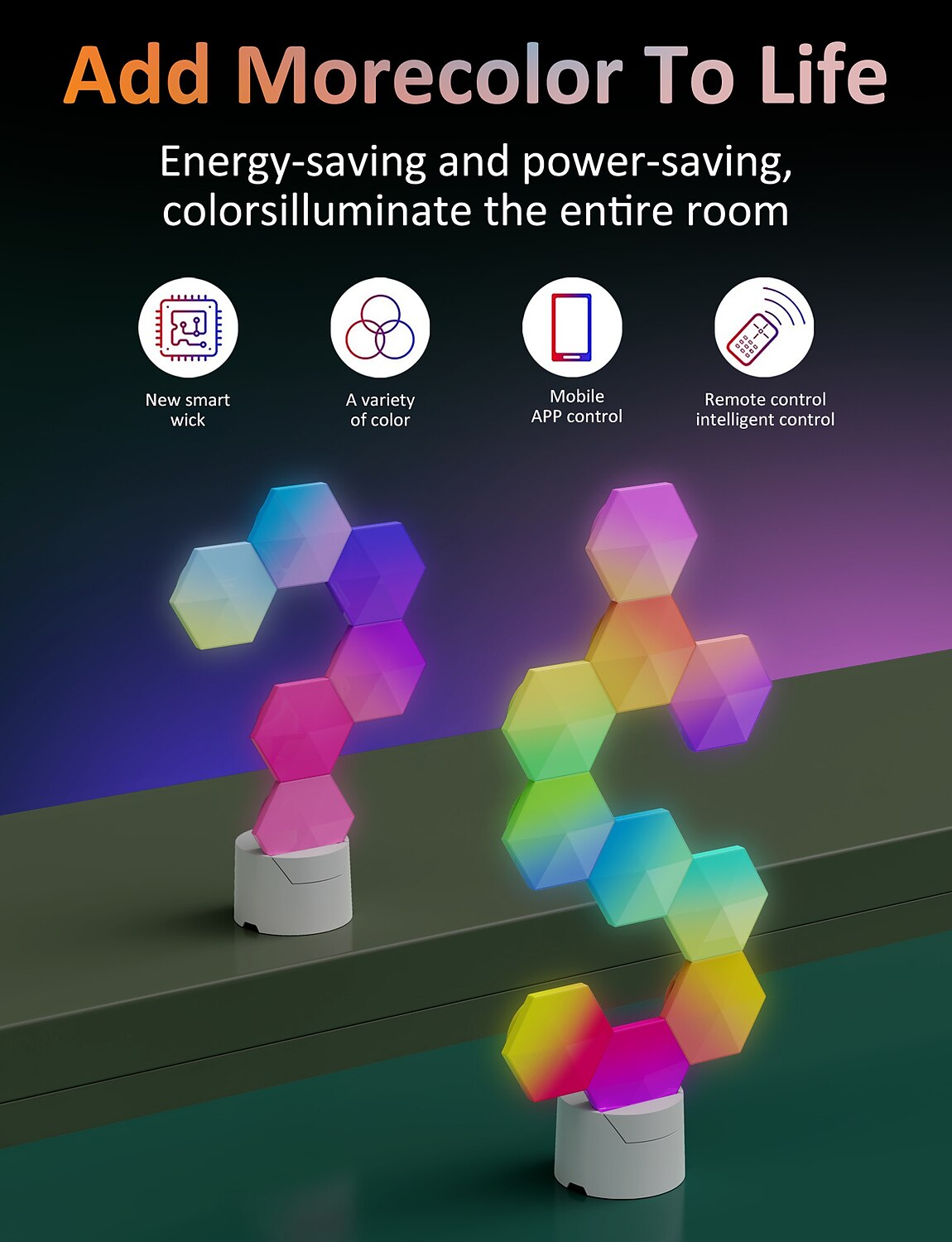 Смарт-LED светильник Tuya/Bluetooth RGB Квантовые соты настенные светильники 6/10 пакетов гексагональных светодиодов USB-зарядка атмосфера для киберспорта с управлением через приложение и звуком для 2025 - $97.99 –P3