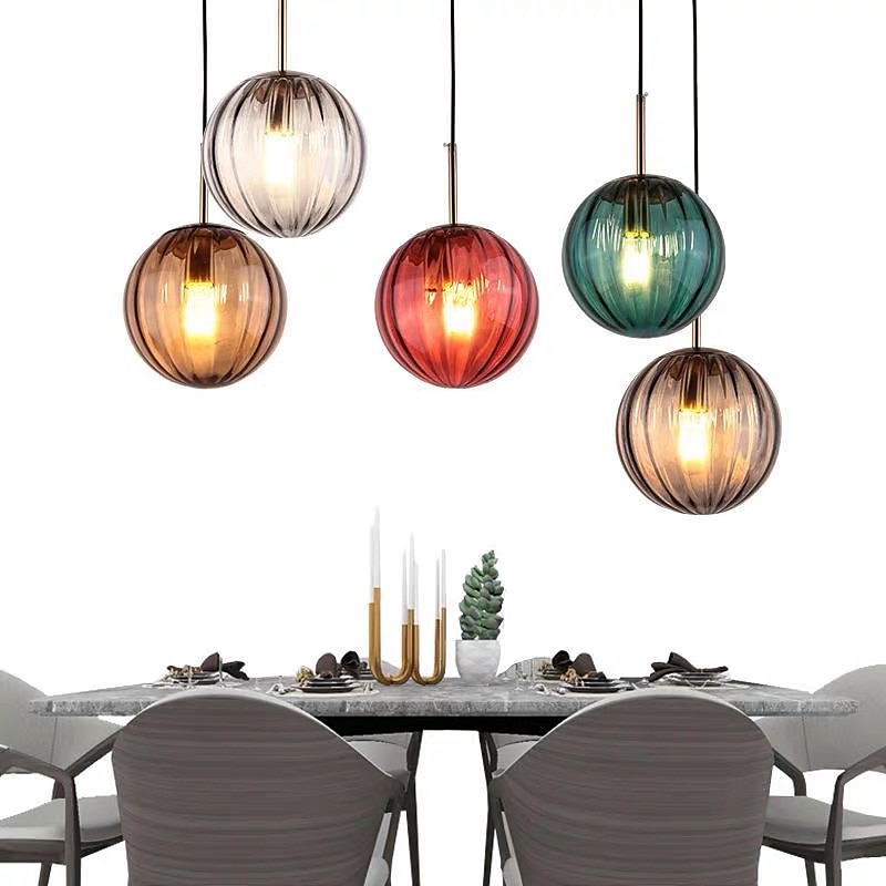 led pendentif lumières îlot de cuisine verre soufflé à la main éclairage marbre bleu moderne ferme foyer entrée luminaires plafond suspendu globe sur table de 2025 ? $151.99 –P1