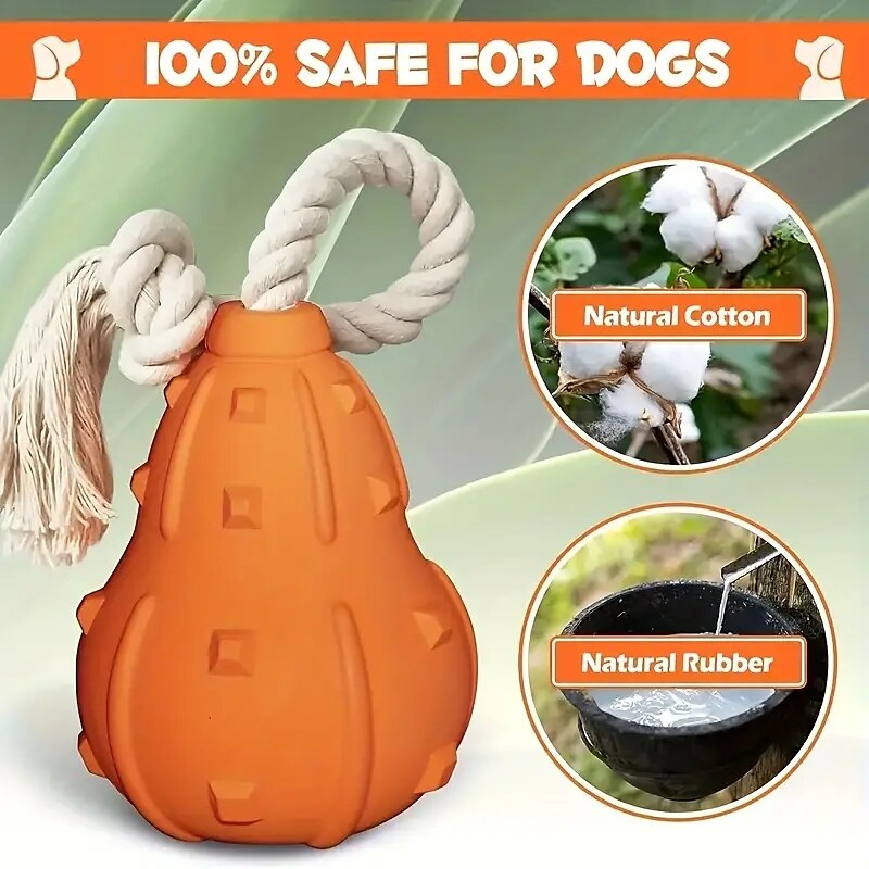 1pc Pumpkin Design Dog Toys For Aggressive Chewers Puppy Chew Toys For Teething Durable Natural Rubber And Rope Dog Interactive Training Toy 2025 - $19.99 –P6