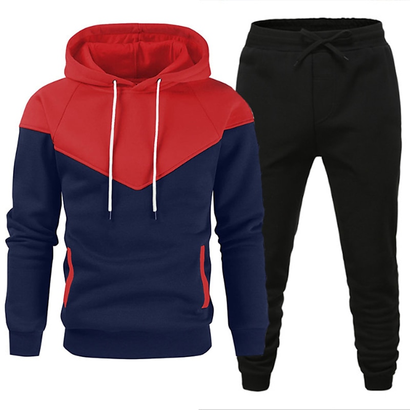 Men's Tracksuit Gym Shirt GYM Pants Workout Outfits Hooded Sports & Outdoor Daily Holiday Quick Dry Soft Color Block Black White Yellow Polyester Activewear Streetwear Sport Fall & Winter 2026 - $32.99 –P4