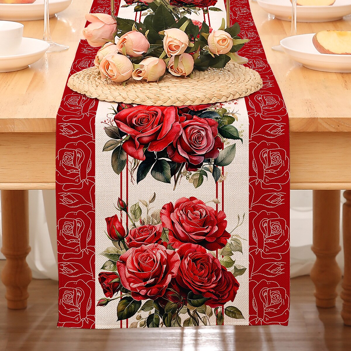 Valentines Day Table Runner Holiday Table Runner Seasonal Farmhouse Burlap Table Cloth for Wedding Anniversary Home Kitchen Dinner Table Party Decor 2025 - $7.49 –P9