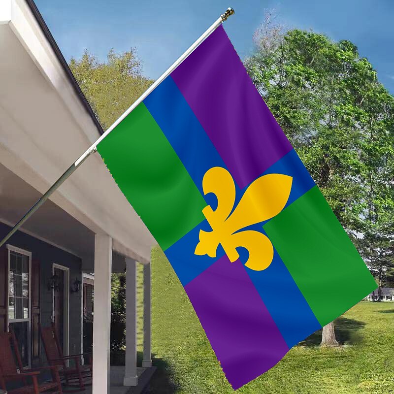 Mardi Gras carnaval stâlp steag în aer liber terasa grădină steaguri paradă banner decor rechizite petrecere 2025 - $13.99 -P1