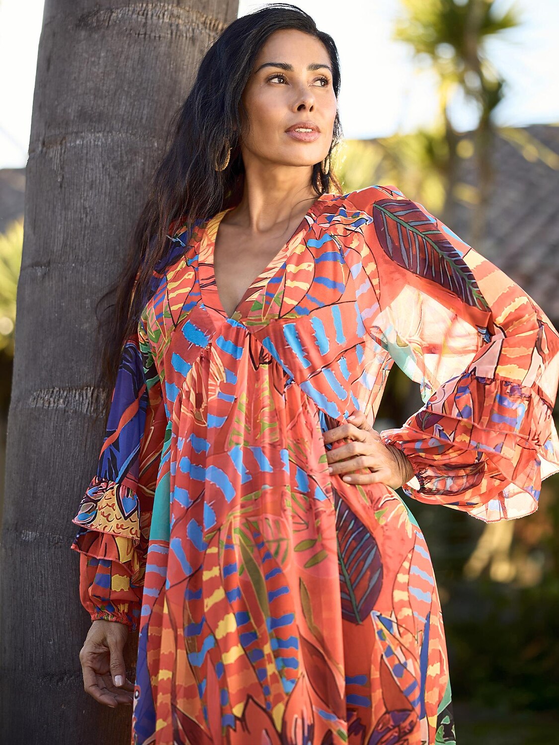 vestido maxi com estampa floral e decote em V de 2025 por $41.99 –P2