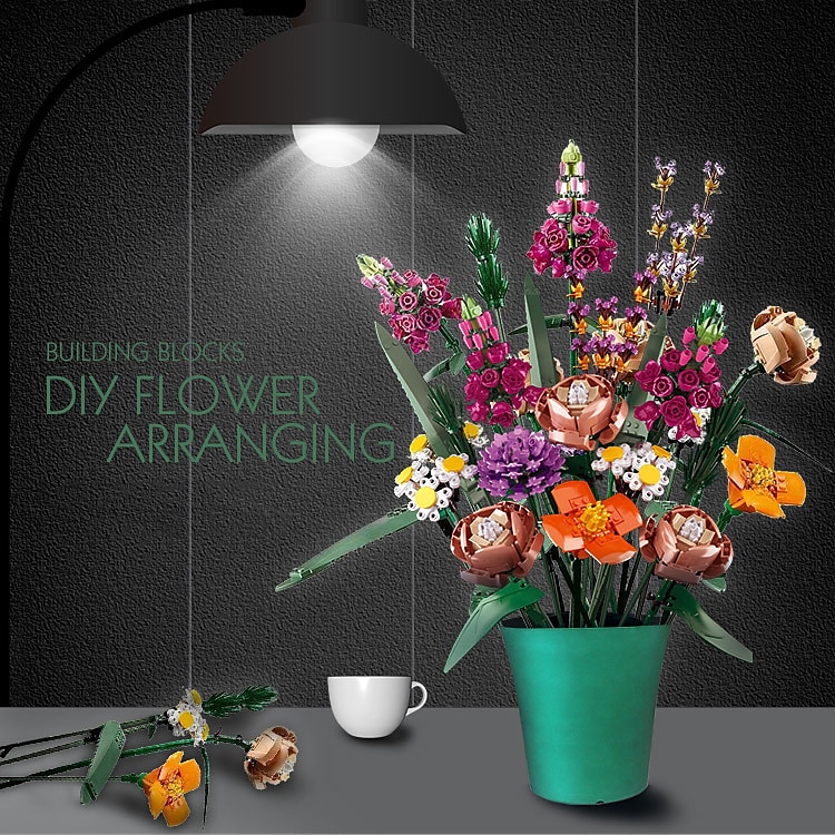 presentes de dia das mulheres presente de dia dos namorados compatível com le-go rose bloco de construção enfeites de flores g5010 bloco de construção borboleta orquídea bonsai buquê presentes de dia de 2025 por $74.99 –P9