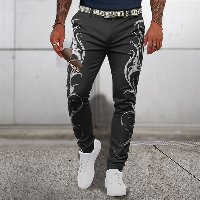 Plamen Obchodní Abstraktní Pánské 3D tisk Oblekové Kalhoty Venkovní Denní nošení Streetwear Polyester Žlutá Červená Modrá S M L Středně vysoký pas Pružnost Kalhoty 2025 - $29.99 –P5