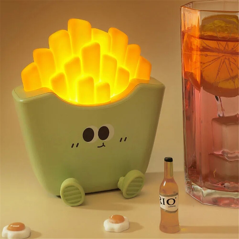 tegneserie kreativ pommes frites nattlys usb oppladbar berøringskontroll nattlampe skrivebordspynt til barnebursdagsgave 1 stk. 2025 - $26.99 –P3