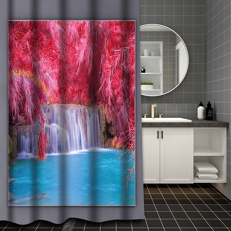 Dusjforheng med kroker 180 cm*180 cm (70"*70") polyester vaskbar vanntett mønster baderom badekar dekor rustikk bondegård tre vintage låve 2026 - $28.99 –P15