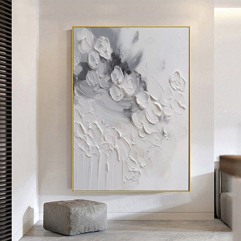 grijze en witte abstracte kunst handgemaakte olieverf op doek wabi sabi kunst aan de muur grijze minimalistische schilderkunst 3D getextureerde Acryl schilderij huis wand decor 2025 - $100.99 –P11