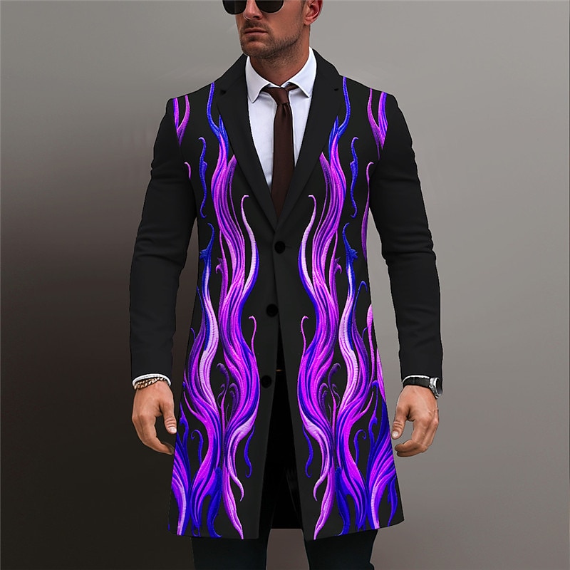 Ανδρικά Φλόγα Χειμερινό παλτό Πανωφόρι Παλτό Διατηρείτε Ζεστό Άνετο Αναπνέει Δουλειά Αφηρημένο Δουλειά Φορέστε στη δουλειά Εξόδου Τσέπη Στάμπα Φθινόπωρο & Χειμώνας Απορρίπτω Μακρυμάνικο 2026 - $69.99 –P3