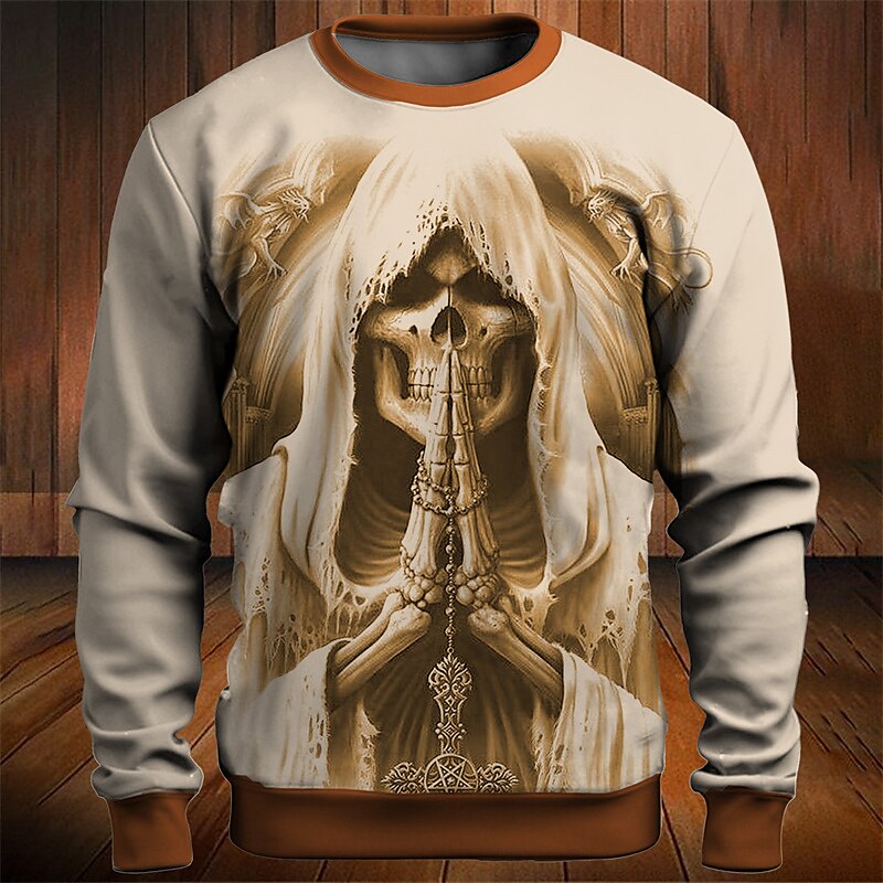 Per uomo Pop art Teschi Felpe Felpa pullover Manica lunga Felpa Girocollo Di tendenza Giornaliero Informale Stampa 3D Da mare Per eventi Per uscire Stampa Primavera & Autunno del 2025 a $29.99 –P2
