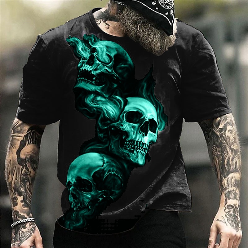Men's Graphic Skulls T Shirt Shirt Short Sleeve T shirt 3D Print