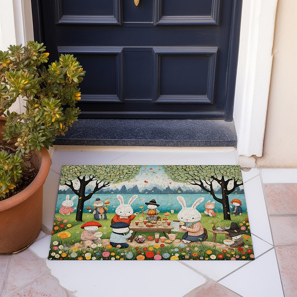 Painting Rabbits Doormat Floor Mats Washable Rugs Kitchen Mat Non-Slip Oil Proof Rug Indoor Outdoor Mat Bedroom Decor Bathroom Mat Entrance Rug 2025 - $16.99 –P3