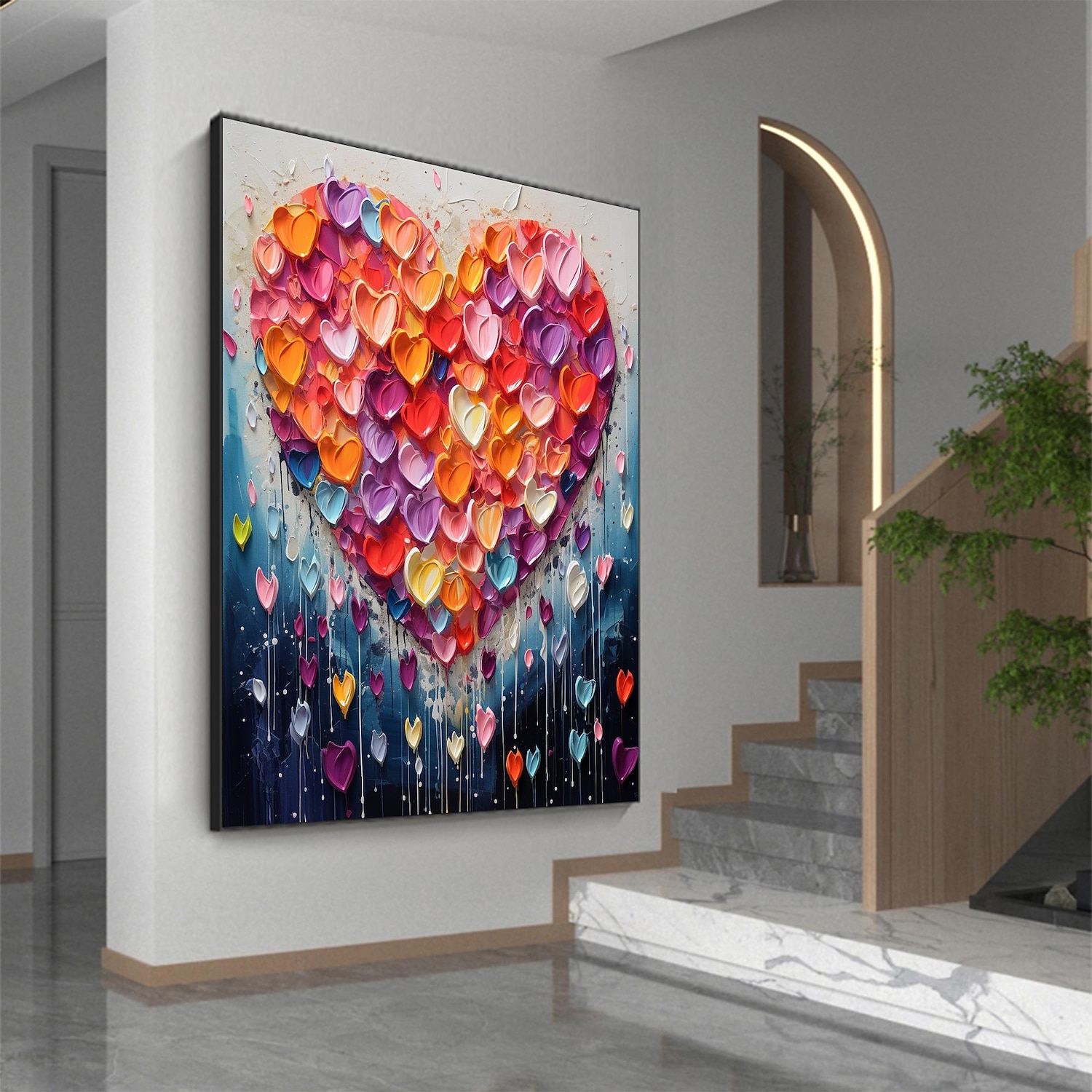 Pintura a óleo artesanal em tela, arte de parede, decoração original, colorida, amor para decoração de casa, com moldura esticada, sem pintura de moldura interna de 2026 por $114.99 –P4