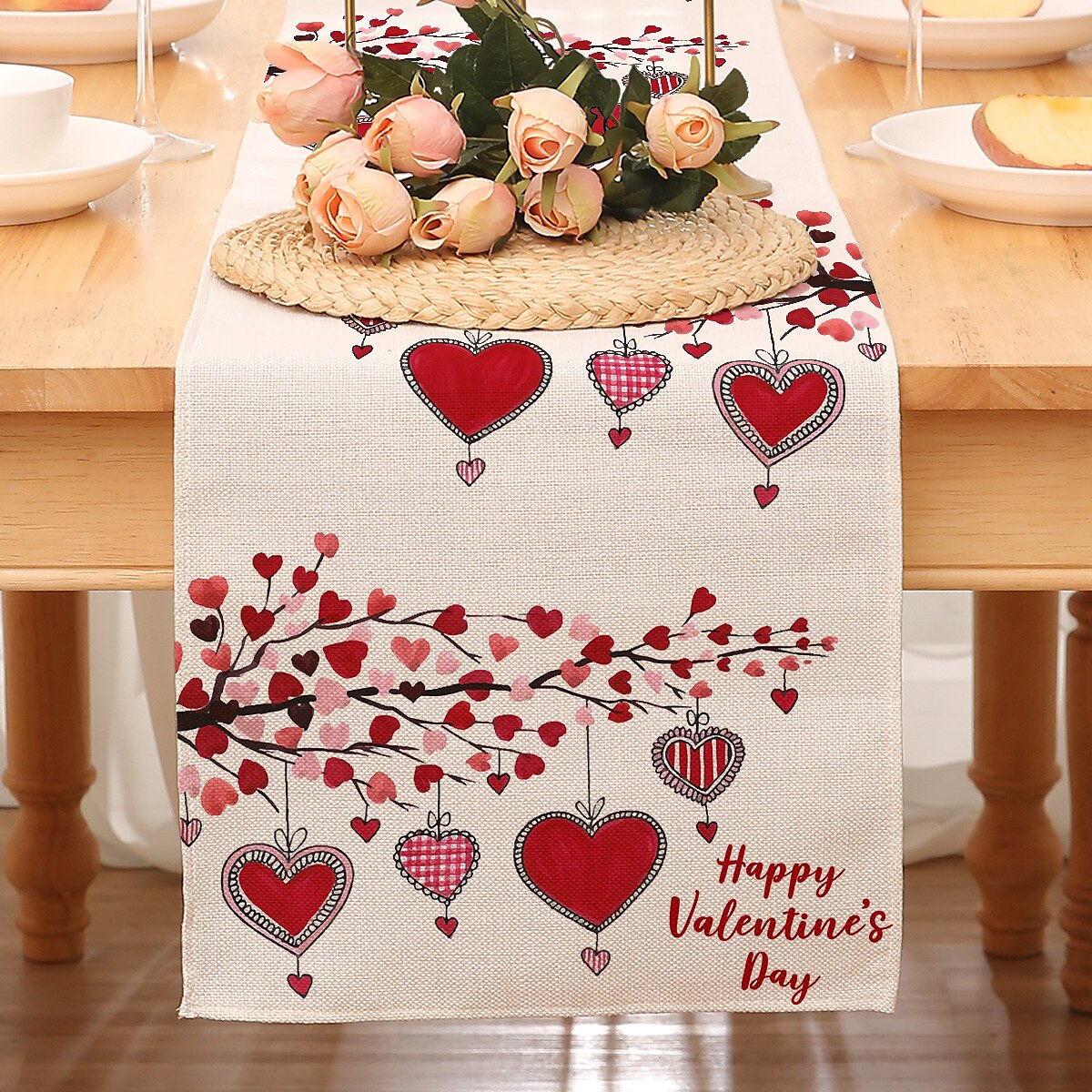 Valentines Day Table Runner Holiday Table Runner Seasonal Farmhouse Burlap Table Cloth for Wedding Anniversary Home Kitchen Dinner Table Party Decor 2025 - $7.49 –P26