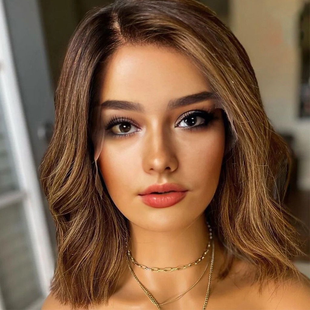 Remy Human Hair 13x4 Lace Front Wig Short Bob Brazilian Hair Wavy Multi-color Wig 130% 150% Density with Baby Hair Natural Hairline 100% Virgin For Women Short Human Hair Lace Wig 2025 - $278.89 –P1