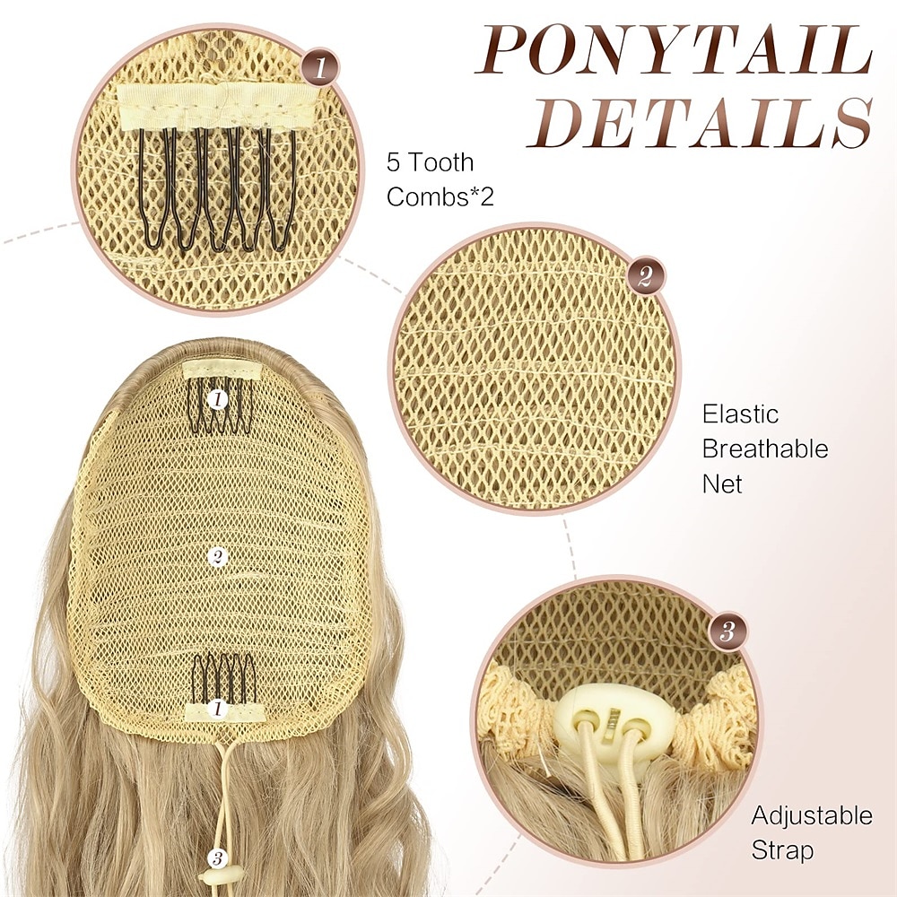 lang krullend golvend trekkoord paardenstaart extensions clip in golvend synthetische haarstukken trekkoord paardenstaarten haarstuk paardenstaart extensie voor vrouwen asblond 26 inch 2025 - $17.99 –P3