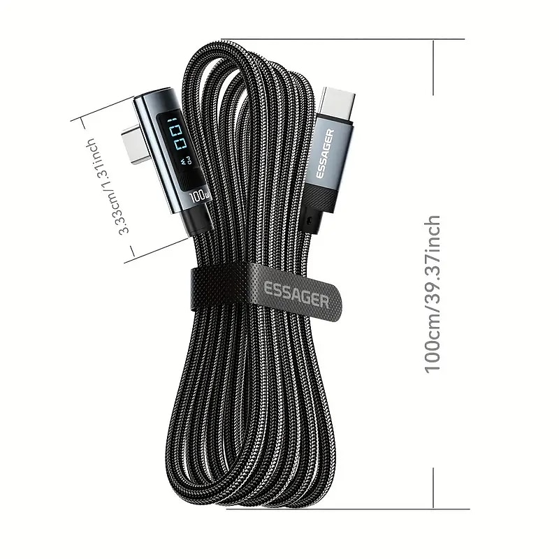 Essager 100W USB C To USB C Fast Charger 90 Degree Angle Charging Cable Display 5A Fast Charging USB C Data Cord 2025 - $16.99 –P6