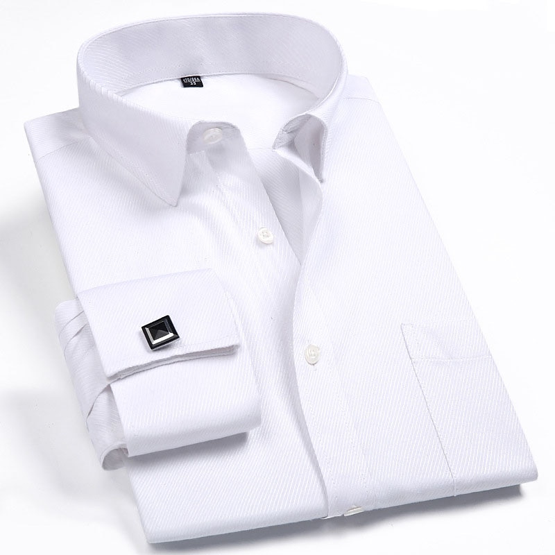 Per uomo Camicia Camicie Camicie con polsini alla francese Liscio Ufficio e carriera Ricevimento di matrimonio Bianco Rosa Blu Viola chiaro Manica lunga Bavero Primavera & Autunno Abbigliamento Tasca del 2025 a $28.99 –P4