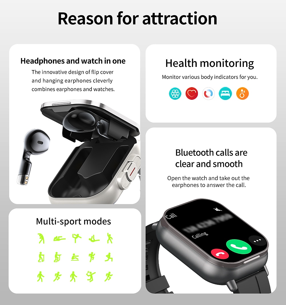 iMosi D8 Smart Watch 2.01 inch Smartwatch Fitness Running Watch Bluetooth Pedometer Call Reminder Activity Tracker Compatible with Android iOS Women Men Long Standby Hands-Free Calls Waterproof IP 67 2025 - $61.99 –P2