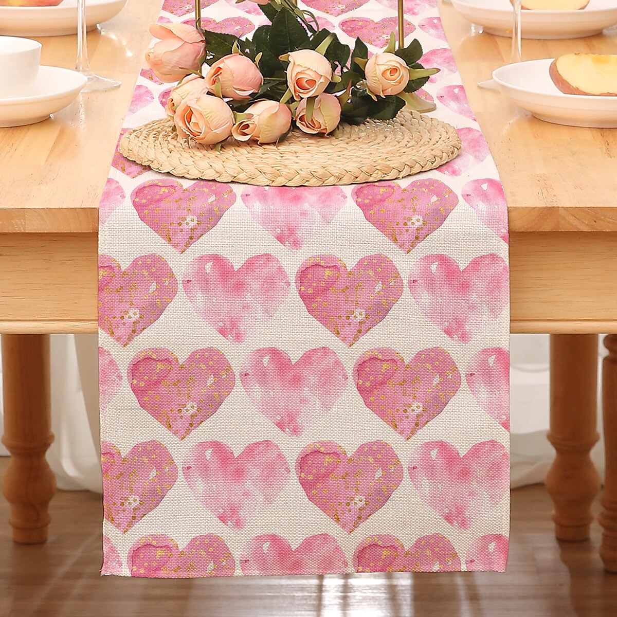 Valentines Day Table Runner Holiday Table Runner Seasonal Farmhouse Burlap Table Cloth for Wedding Anniversary Home Kitchen Dinner Table Party Decor 2025 - $7.49 –P10