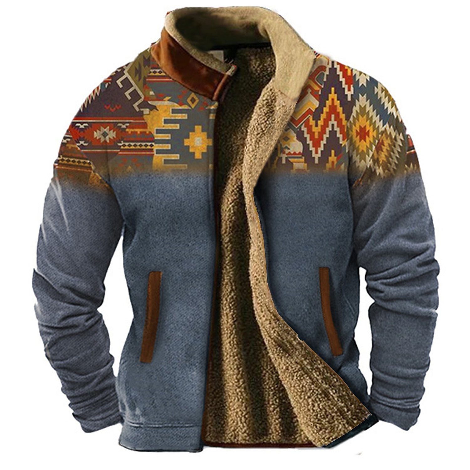 Homens Gráfico Bloco de cor Tribal camisolas Moletom Zip Casaco de lã Casacos Manga Longa Moletom Colarinho Chinês Diário Étnico Casual Impressão 3D Férias Feriado Para Noite Imprimir Tosão Inverno de 2025 por $56.99 –P3