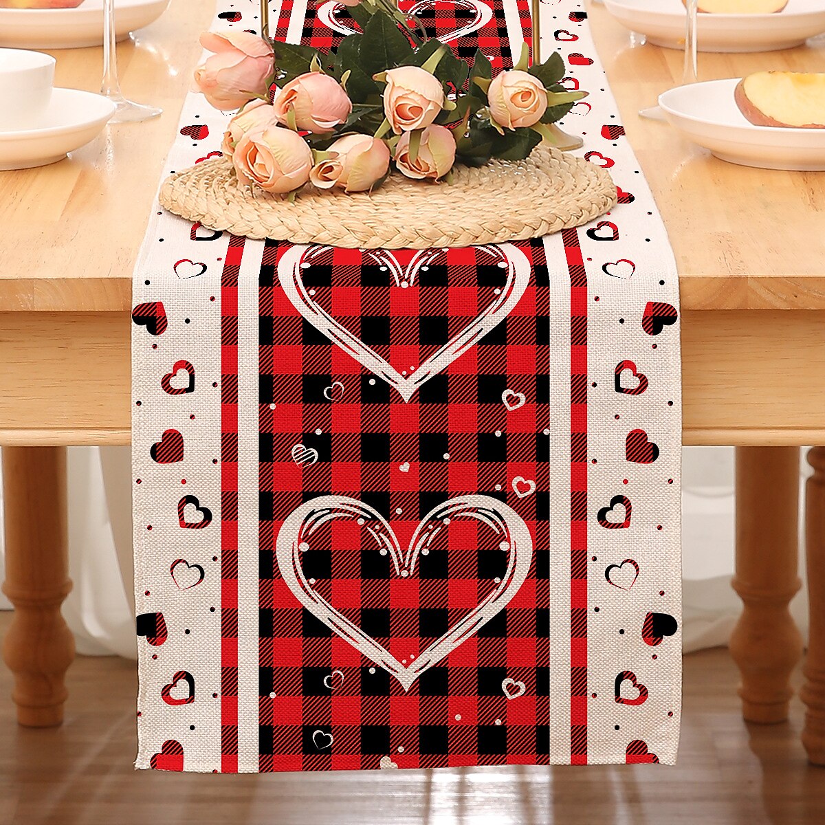 Valentines Day Table Runner Holiday Table Runner Seasonal Farmhouse Burlap Table Cloth for Wedding Anniversary Home Kitchen Dinner Table Party Decor 2025 - $7.49 –P5