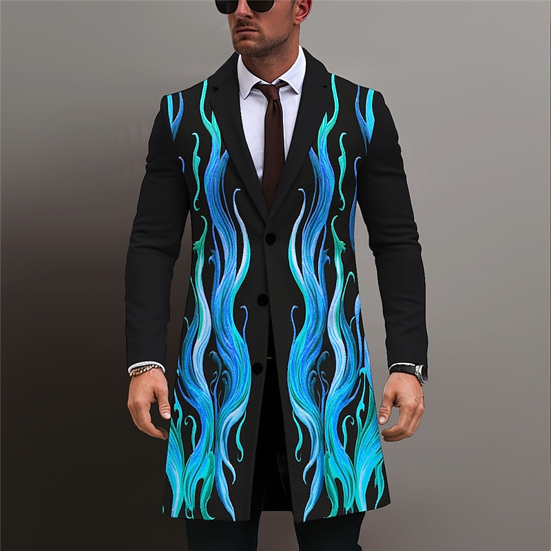 Ανδρικά Φλόγα Χειμερινό παλτό Πανωφόρι Παλτό Διατηρείτε Ζεστό Άνετο Αναπνέει Δουλειά Αφηρημένο Δουλειά Φορέστε στη δουλειά Εξόδου Τσέπη Στάμπα Φθινόπωρο & Χειμώνας Απορρίπτω Μακρυμάνικο 2026 - $69.99 –P2