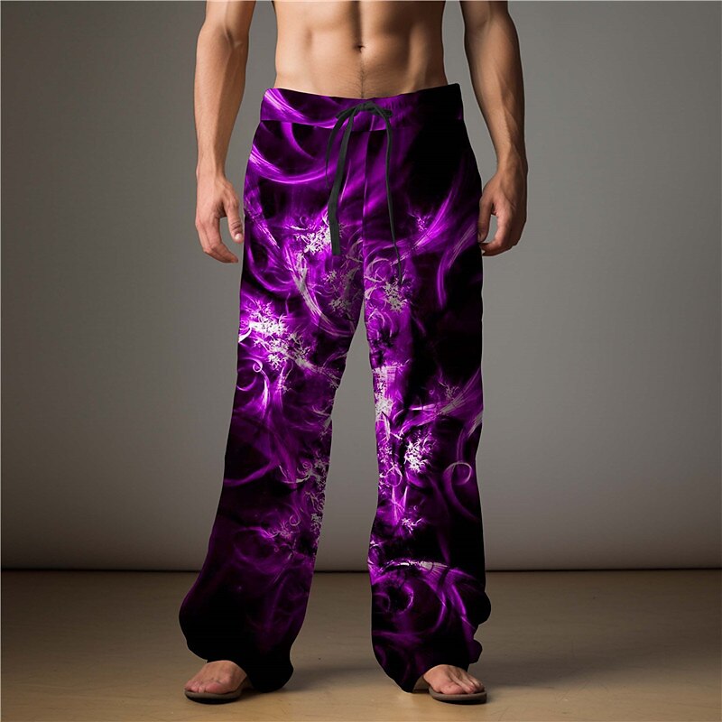 Flamme Abstrait Homme Impression 3D Pantalon Extérieur Usage quotidien Vêtement de rue Polyester Bleu Clair Jaune Rouge S M L Taille médiale Élasticité Pantalon de 2025 ? $27.99 –P7