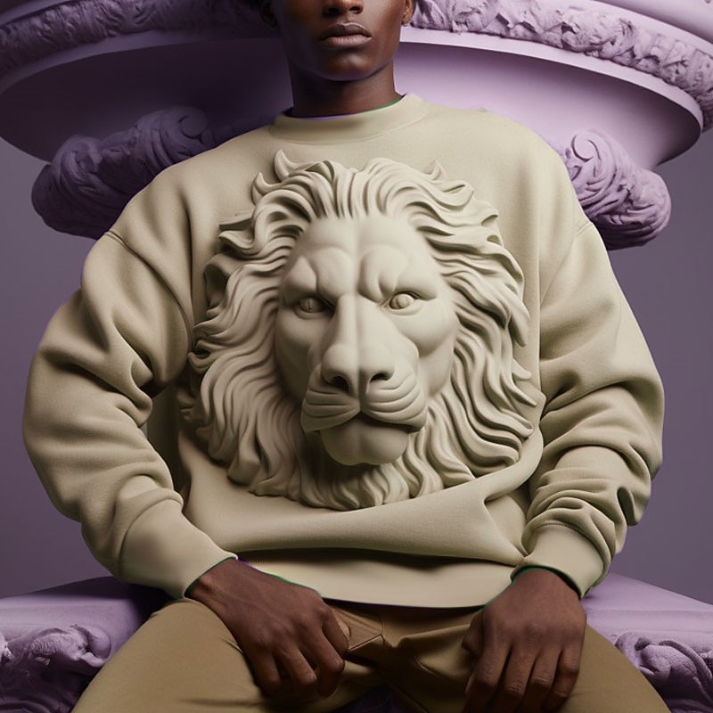Męskie Graficzny Zwierzę Lew Bluzy Bluza z kapturem Długi rękaw Podkoszulek Półgolf Moda Codzienny Druk 3D Streetwear Urlop Święto Nadruk Wiosna i jesień 2026 - $30.99 –P3