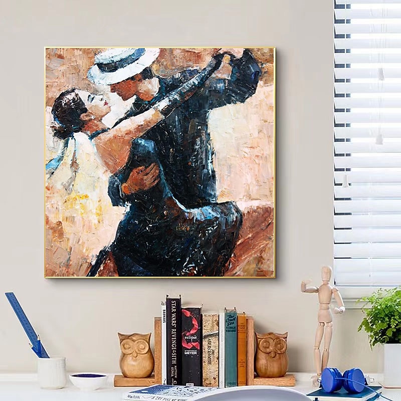 tango canvas väggkonst handmålad oljemålning romantik dans väggkonst romantik par väggkonst dans par canvas för heminredning utan ram 2025 - $116.99 –P6