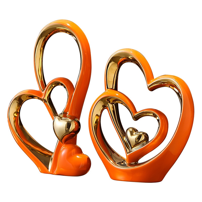 Porcelanowy wystrój z podwójnym sercem do salonu, przedpokoju, stolika kawowego i półek - idealny prezent na rocznicę i dzień ojca dla par i kochanków - nowoczesny i dekoracyjny wystrój domu 2026 - $47.99 –P6