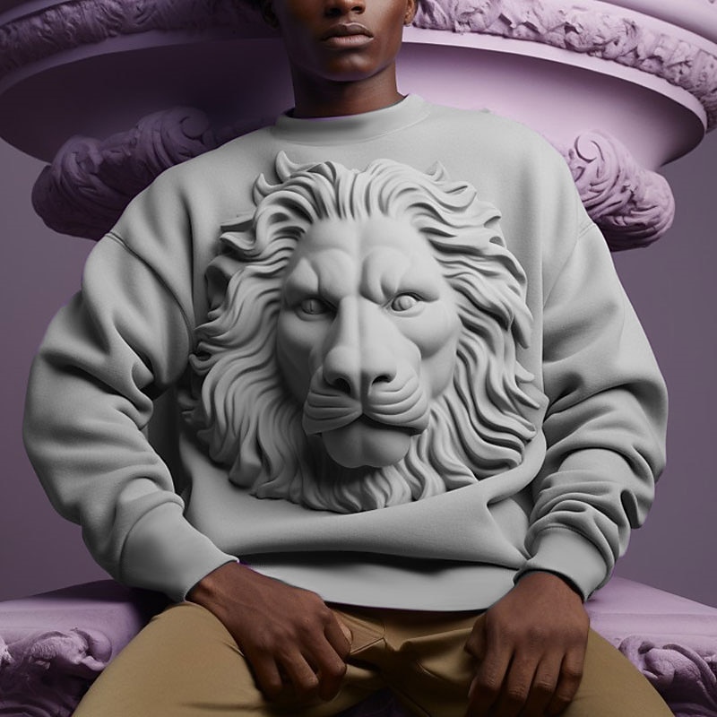 Męskie Graficzny Zwierzę Lew Bluzy Bluza z kapturem Długi rękaw Podkoszulek Półgolf Moda Codzienny Druk 3D Streetwear Urlop Święto Nadruk Wiosna i jesień 2026 - $30.99 –P4