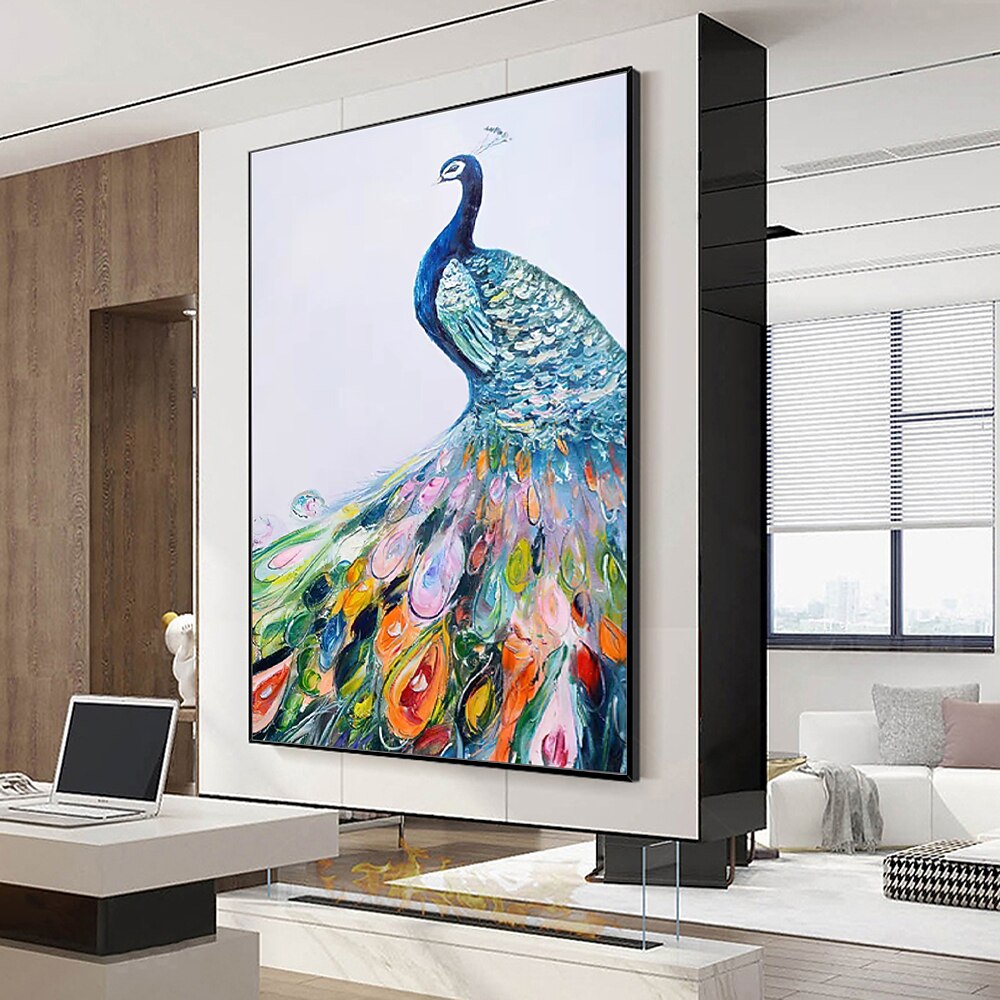 Mintura handgefertigte abstrakte Tier-Pfau-Ölgemälde auf Leinwand, Wandkunst, Dekoration, modernes Bild für Heimdekoration, gerolltes, rahmenloses, ungedehntes Gemälde 2025 - $116.99 –P4